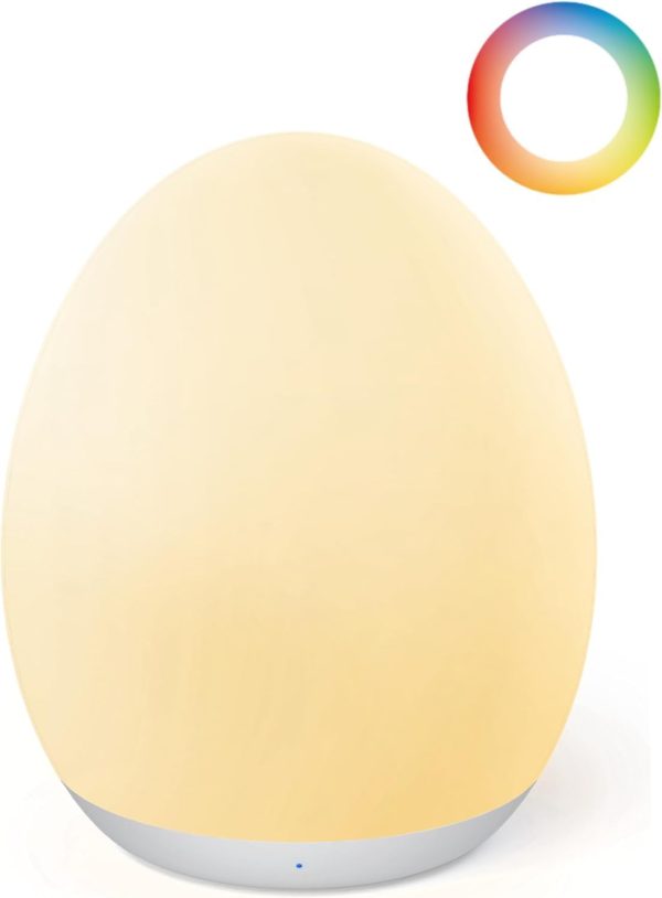 Night Light for Kids, Baby Egg Light with 7 Colors Changing Mode & Stepless Dimming, Nursery Night Lamp BPA Free,Rechargeable Egg Night Light for Breastfeeding 1h Timer & Touch Control