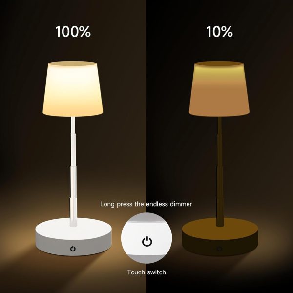 Touch Controlled Dimmable Led Table Lamp - USB Rechargeable, Dimmable Night Light with Extendable Arm for Bedroom Ambiance, Perfect for Bedside Reading - Image 2