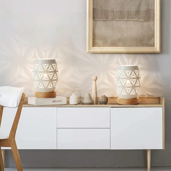 Bedside Table Lamp, Small Night Light Metal Lampshade and Wood Base, E12 40W Desk Lamp for Bedroom Living Room Home Decor Office Restaurant Bar, White, Without Bulb - Image 2