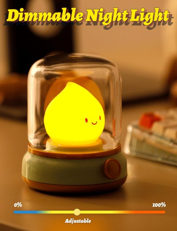Smiley Night Light for Baby Nursery, Rechargeable Stepless Dimming Small Night Stand Light, Cute Forest Green Vintage Lamp for New Mom, Kids, Toddler Gifts - Image 2