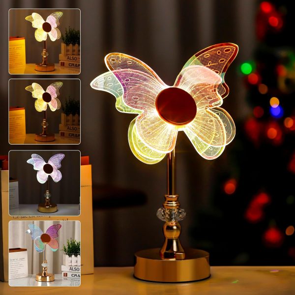 3D Acrylic Butterfly Table Lamp，Rainbow Night Light for Bedroom Living Room, Cute Home Desk Decor, Christmas Birthday Gifts Ideal for Mom Women Daughter Son Girls Boys Friends