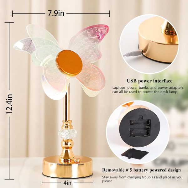 3D Acrylic Butterfly Table Lamp，Rainbow Night Light for Bedroom Living Room, Cute Home Desk Decor, Christmas Birthday Gifts Ideal for Mom Women Daughter Son Girls Boys Friends - Image 2